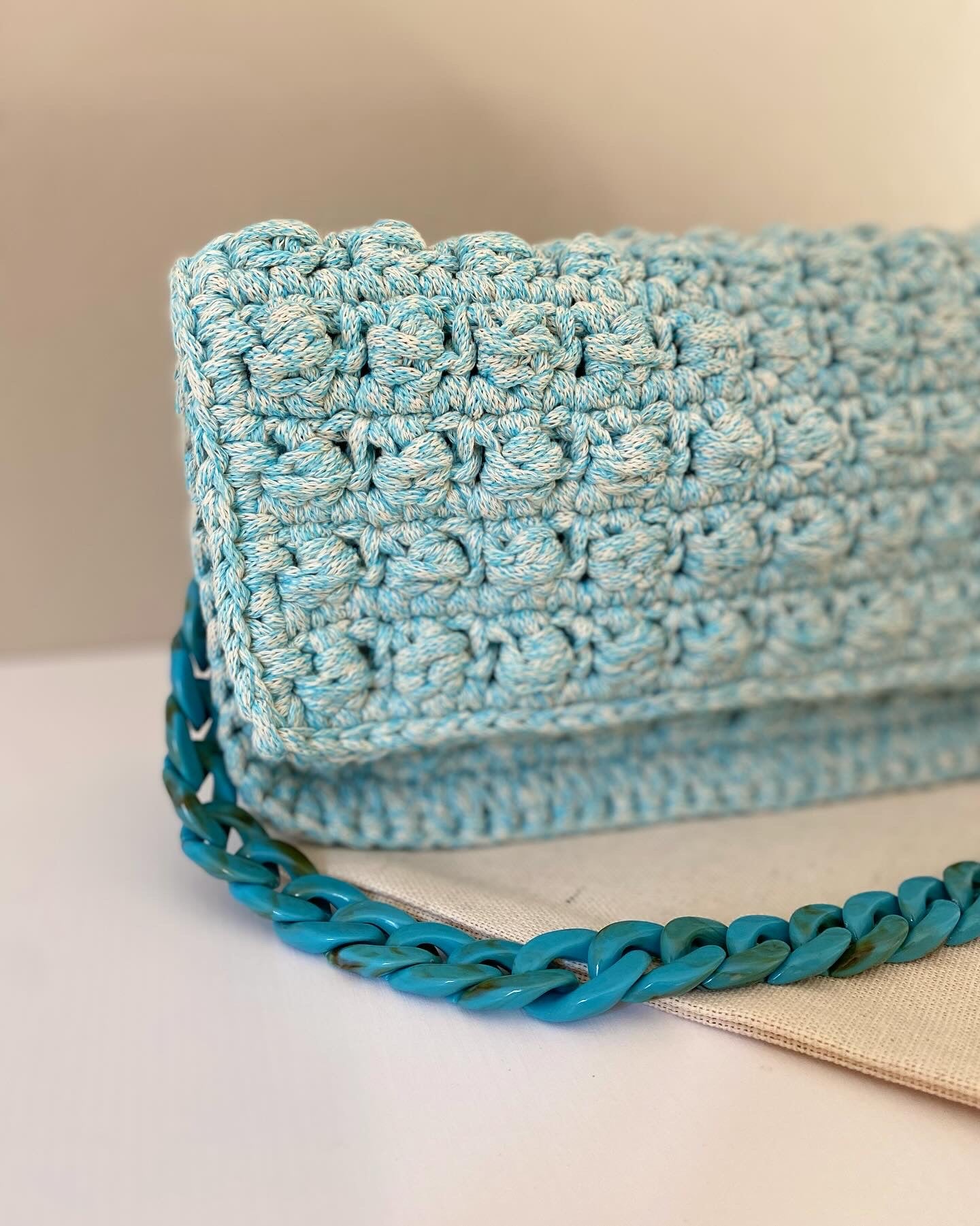 Handmade Crochet Shoulder Bag - Turquoise Mint Green Elegance